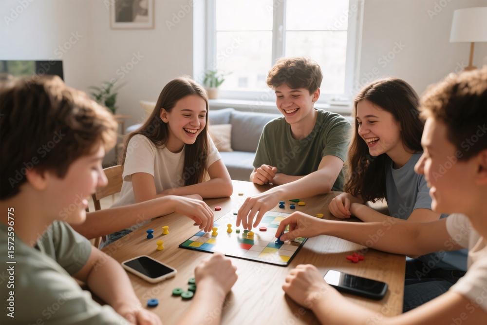 Young people engaged in group conversation and communication activities